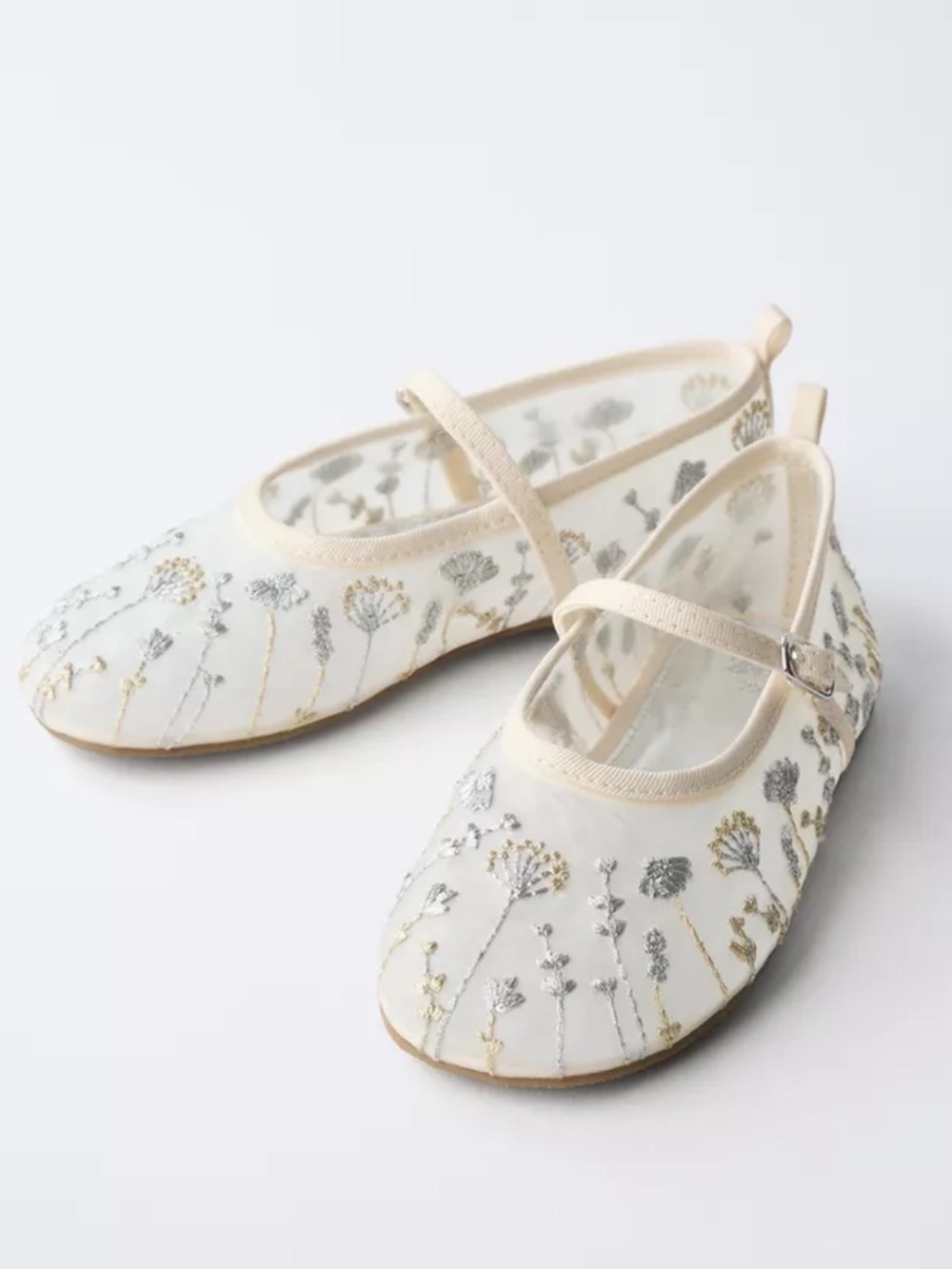 Zara kids NWT embroidered ballet flats 6561/530